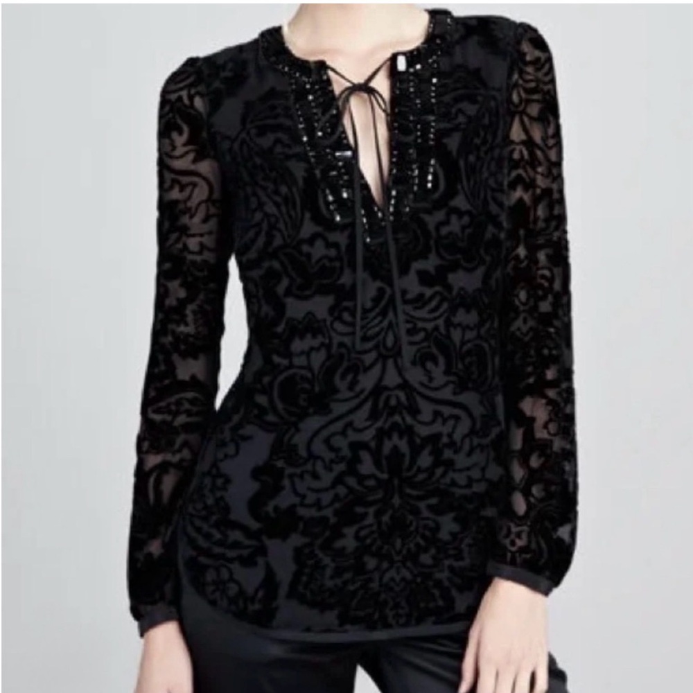 Tory Burch Black Velvet Burnout Tunic - Picture 11 of 11